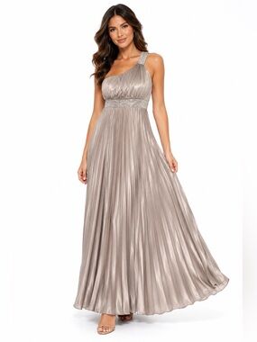 Speechless Size Small Elegant Silver Pleated Skirt Evening‎ Gown One Shoulder